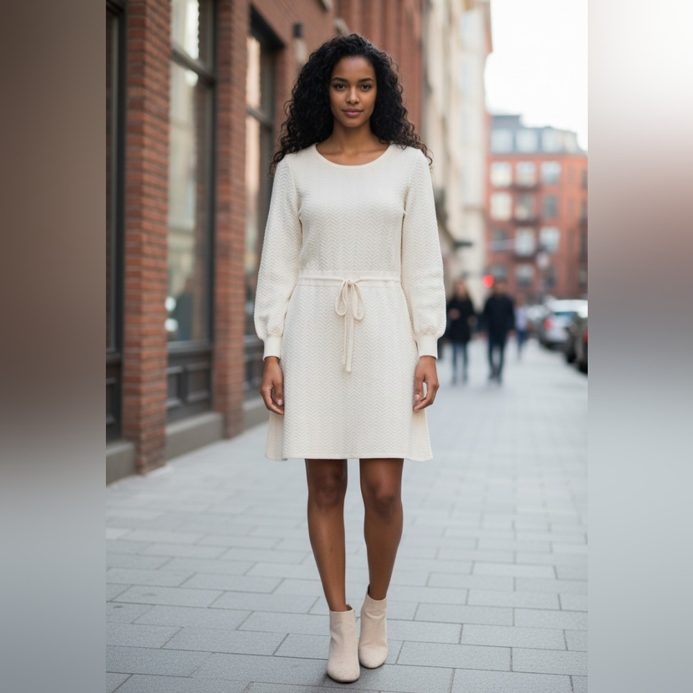 Chic Cream Long Sleeve Dress